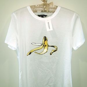 Banana Republic White Graphic Tee with Banana
